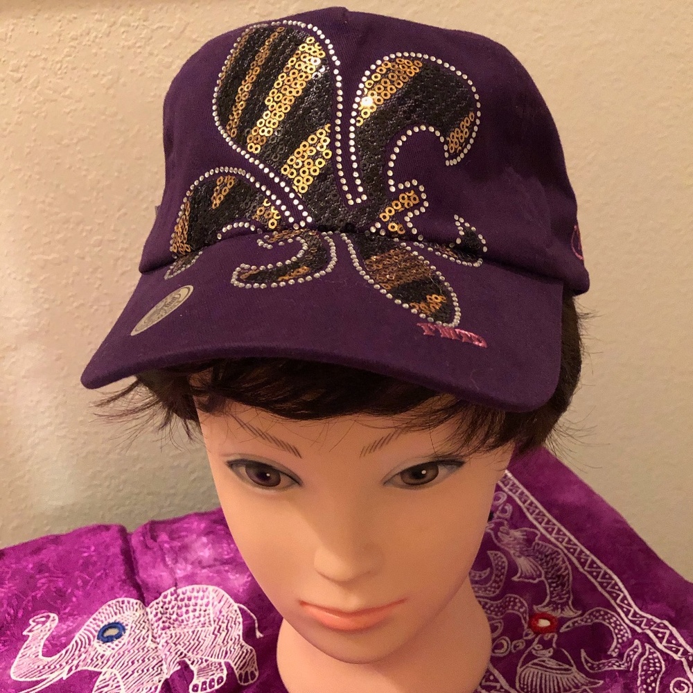 Bling Cadet Cap Hat Fleur de Lis Purple NEW Tags